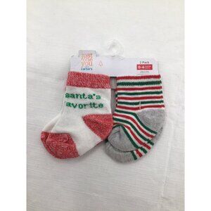 NEW Carters Baby Just One You 2 Pack Christmas Socks 0-6 Months Santas Favorite